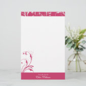 Rosa und Weiß Elegant Geblüht Briefpapier (Stehend Vorderseite)