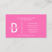 Rosa und Weiß-elegante Monogramm Modernes Beruflic Visitenkarte (Rückseite)