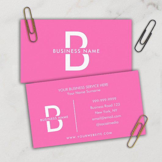 Rosa und Weiß-elegante Monogramm Modernes Beruflic Visitenkarte