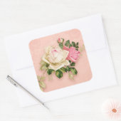 Rosa und Weiß Elegante Rose Bouquet Quadratischer Aufkleber (Umschlag)
