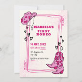 Rosa und Weiß Erstmals Rodeo Girl Einladung zum Ge (Vorderseite)