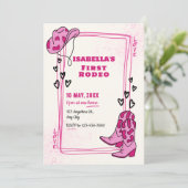 Rosa und Weiß Erstmals Rodeo Girl Einladung zum Ge (Stehend Vorderseite)