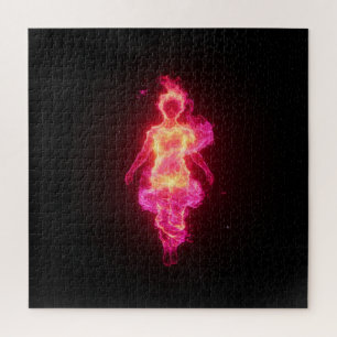 Rosa und Weiß Flammenweiblicher Geist im Universum Puzzle