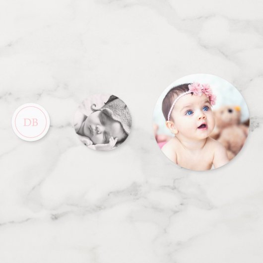 Rosa und Weiß - Foto - Taufe Konfetti (Rückseiten)