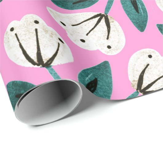 Rosa und Weiß Geschenkpapier (Rolleneckpunkt)