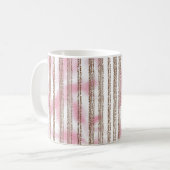 rosa und weiß gestreifter Hintergrund Kaffeetasse (Vorderseite Links)