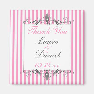 Rosa und weiß gestreifter Magnet für Hochzeitsguns