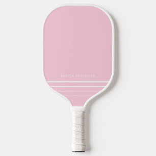 Rosa und weiß gestreifter minimaler personalisiert pickleball schläger