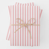 Rosa und weiß gestreiftes Brautparty Geschenkpapier Set (Beispiel)