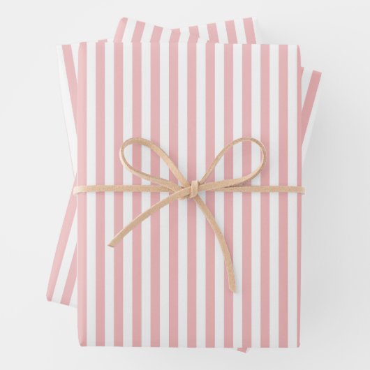 Rosa und weiß gestreiftes Brautparty Geschenkpapier Set (Beispiel)
