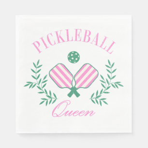 Rosa und weiß gestrichen Pickleball Queen Serviette