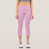 Rosa und Weiß Gingham Capri Leggings (Vorderseite)