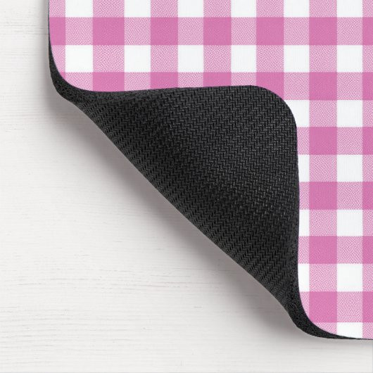 Rosa und Weiß Gingham Mousepad (Ecke)