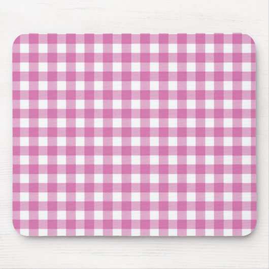 Rosa und Weiß Gingham Mousepad (Vorne)