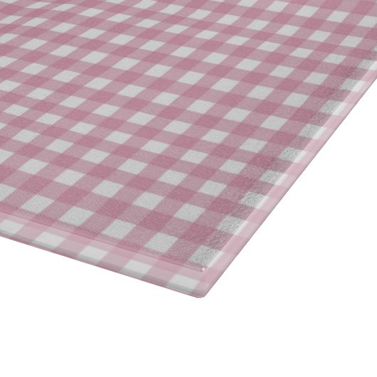 Rosa und Weiß Gingham Schneidebrett (Ecke)