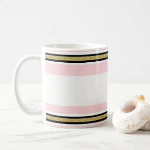 Rosa und Weiß Gold Schwarz Streifen Tasse