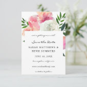 Rosa und Weiß Graue Blüte 2 Save the Date V2 (Stehend Vorderseite)