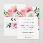 Rosa und Weiß Graue Blüte 2 Save the Date V2 (Vorne/Hinten)