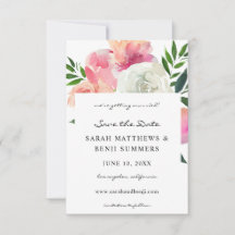 Rosa und Weiß Graue Blüte 2 Save the Date V2