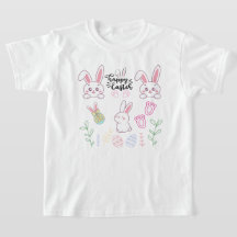 Rosa und Weiß "Happy Oaster" Sonniger T - Shirt