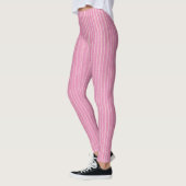 Rosa und weiß, hellrosa Button Streifen Leggings (Links)