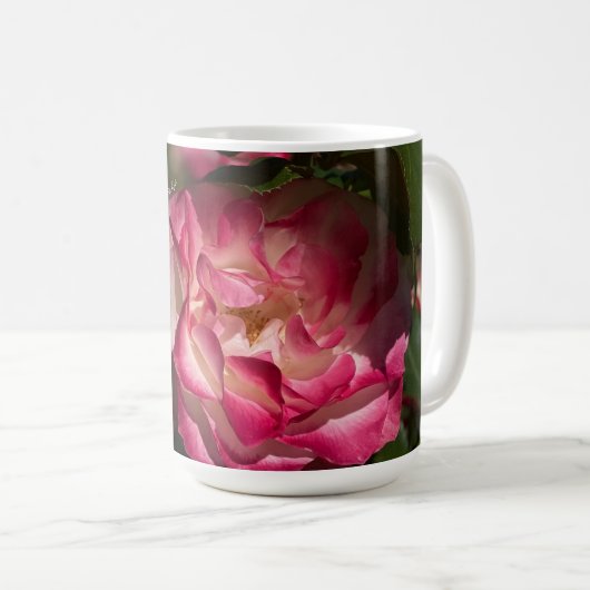 Rosa und Weiß Kaffeetasse (VorderseiteRechts)