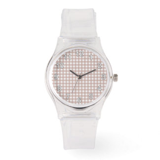 Rosa und Weiß kariert Gingham Muster Armbanduhr