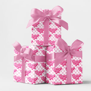 Rosa und Weiß kariert Groovy One Geschenkpapier