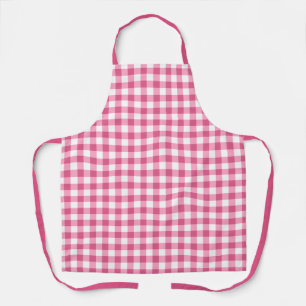 Rosa und weiß kariertes Gingham-Muster Schürze