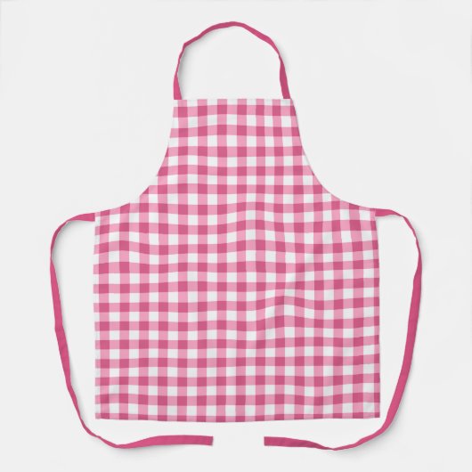 Rosa und weiß kariertes Gingham-Muster Schürze (Vorderseite)