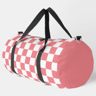 Rosa und Weiß kariertes Muster Duffle Bag