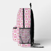 Rosa und weiß kariertes Muster Kirsche Rucksack (Rechts)