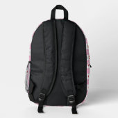 Rosa und weiß kariertes Muster Kirsche Rucksack (Rückseite)