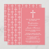 Rosa und Weiß Kreuz Heilige Kommunion oder Bestäti Einladung (Vorne/Hinten)