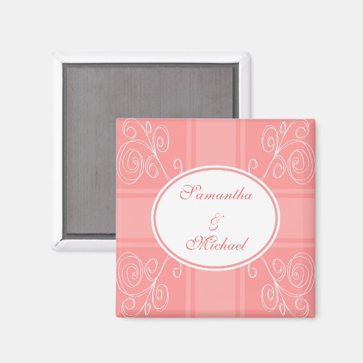 Rosa und weiß magnet (Vorderseite/Rückseite)