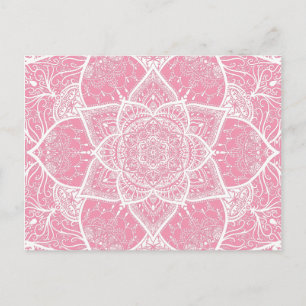 Rosa und Weiß Mandala - Loergano in Jasmine Postkarte