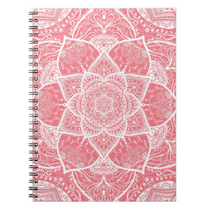 Rosa und Weiß Mandala - Loergano in Peach Notizblock