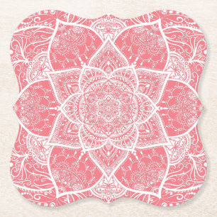 Rosa und Weiß Mandala - Loergano in Peach Untersetzer