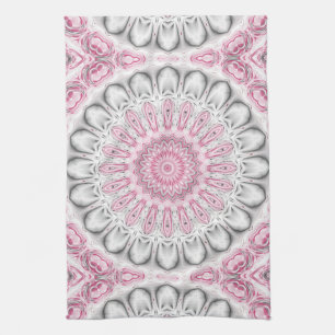 Rosa und Weiß Mandala Muster Design Geschirrtuch