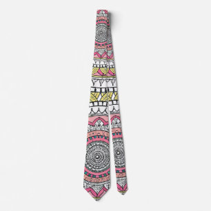Rosa und Weiß Mandala Neck Tie Krawatte