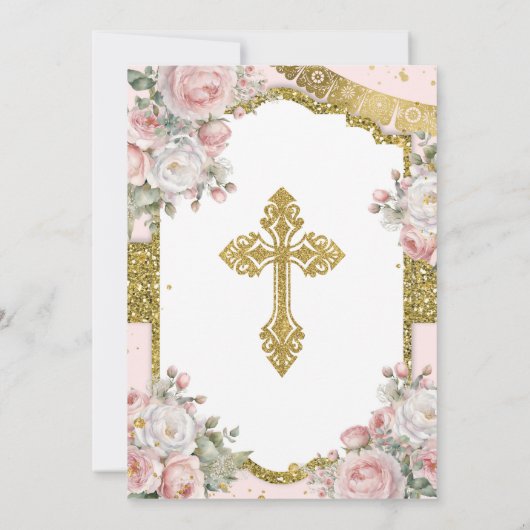 Rosa und Weiß mexikanische Presentación De Tres Añ Einladung (Rückseite)