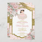 Rosa und Weiß mexikanische Presentación De Tres Añ Einladung (Vorne/Hinten)