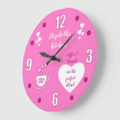 Rosa und weiß mit einer Kaffeetasse Herz und einem Große Wanduhr (Winkel)