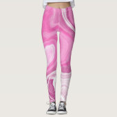 Rosa und Weiß mit einer Touch Lila Marmorkunst Leggings (Vorderseite)