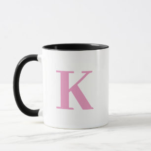 Rosa und weiß mit Monogramm Tasse