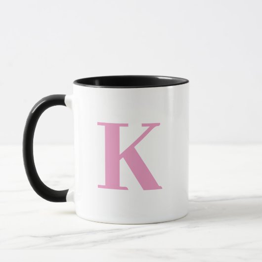 Rosa und weiß mit Monogramm Tasse (Links)
