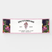 Rosa und Weiß Moderne Blume mit zwei Fotos Banner (Horizontal)