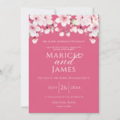 Rosa und Weiß Moderne Blumenkirche Elegante Hochze Einladung (Vorderseite)