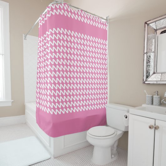 Rosa und weiß Moderne Sharp Waves Duschvorhang (Beispiel)