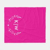 Rosa und Weiß | Monogram für moderne Initials Fleecedecke (Vorderseite (Horizontal))